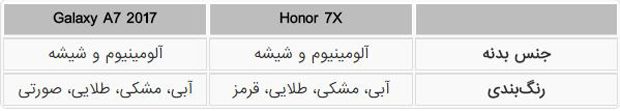 مقایسه آنر 7 ایکس با گلکسی ای 7 2017
