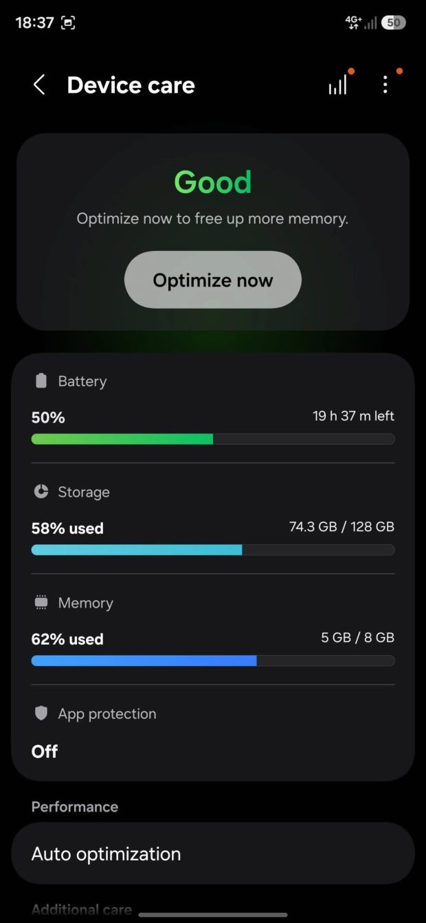 Device Care سامسونگ